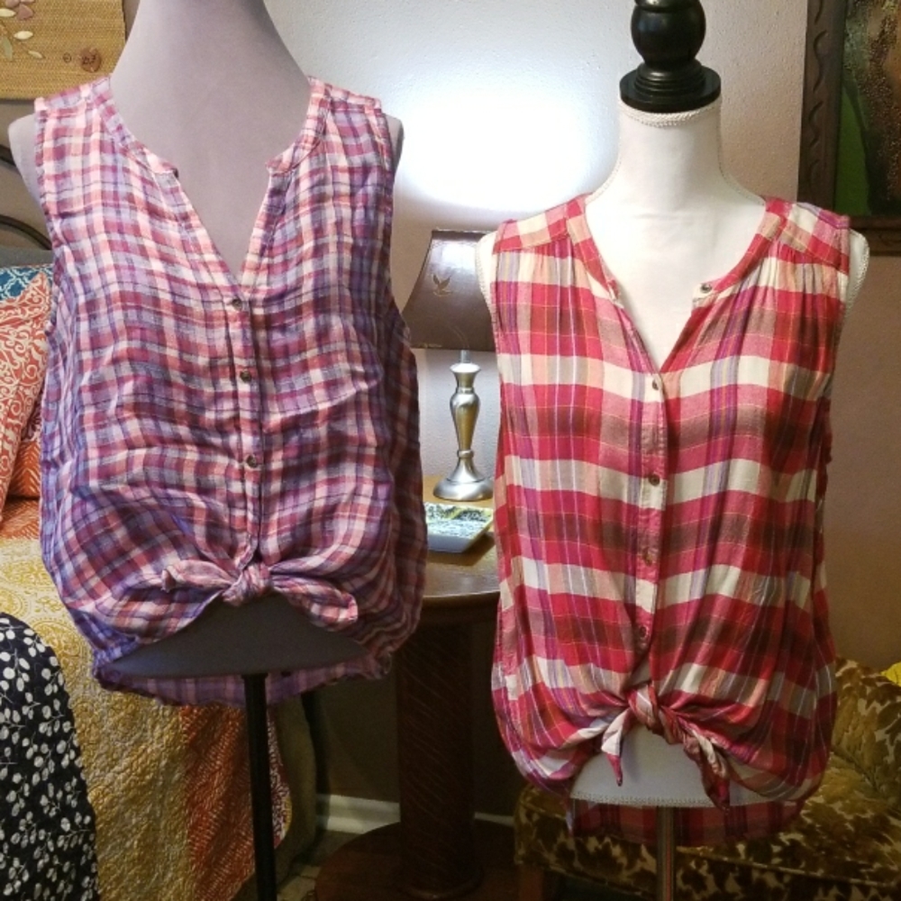Two (2) Lucky Brand Sleeveless Tops L and XL
